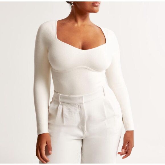 Abercrombie & Fitch Sweatheart Sweater Bodysuit Size Large - Picture 1 of 8